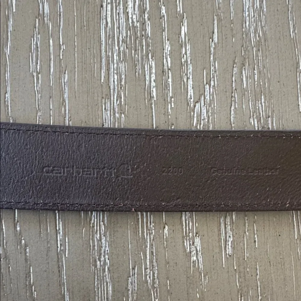 Carhartt Dark Brown Genuine Leather Belt with Buckle Casual Men’s Size 52 GUC
